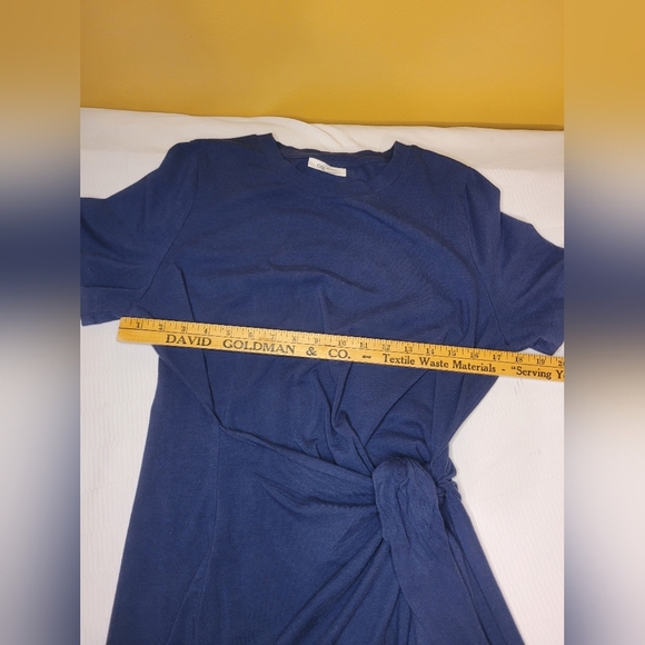 On 34th Faux Wrap Blue Dress Sz L - Picture 4 of 9